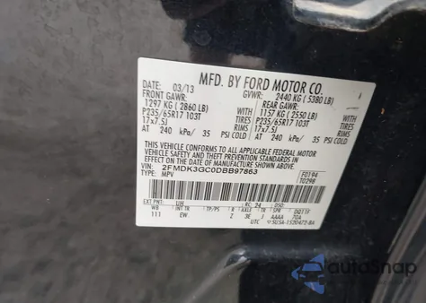 2013 Ford Edge Se from USA, damaged, VIN 2FMDK3GC0DBB97863